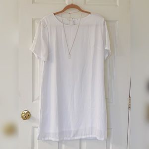 White chiffon sheath dress. 3XL but fits size 2-10